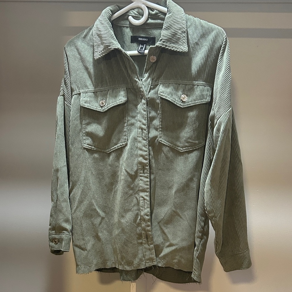 Forever 21 Olive Green Corduroy Shacket